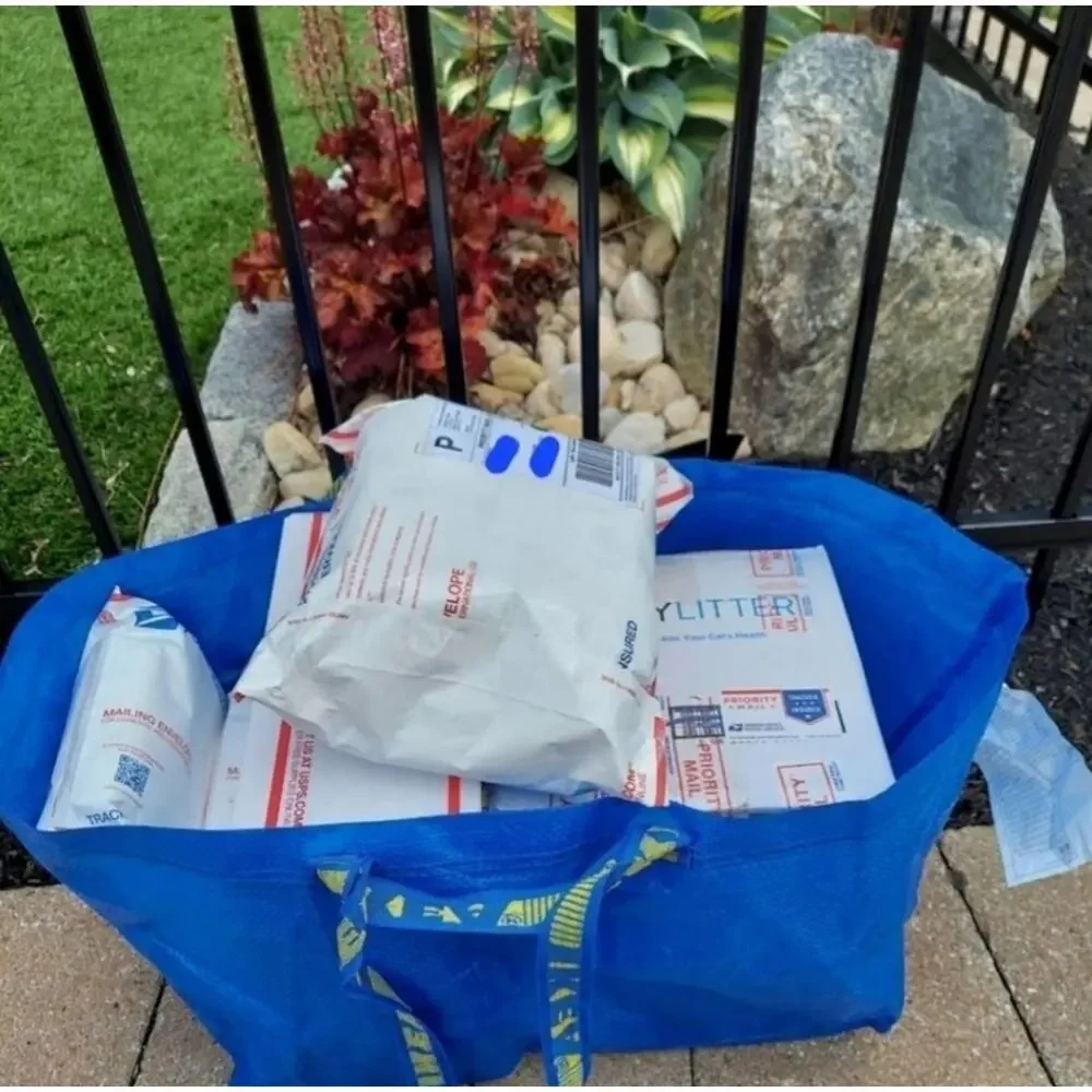 IKEA Frakta Three (3) Large Blue Reusable Shopping Bag Laundry Tote Bag Moving - Picture 2 of 12